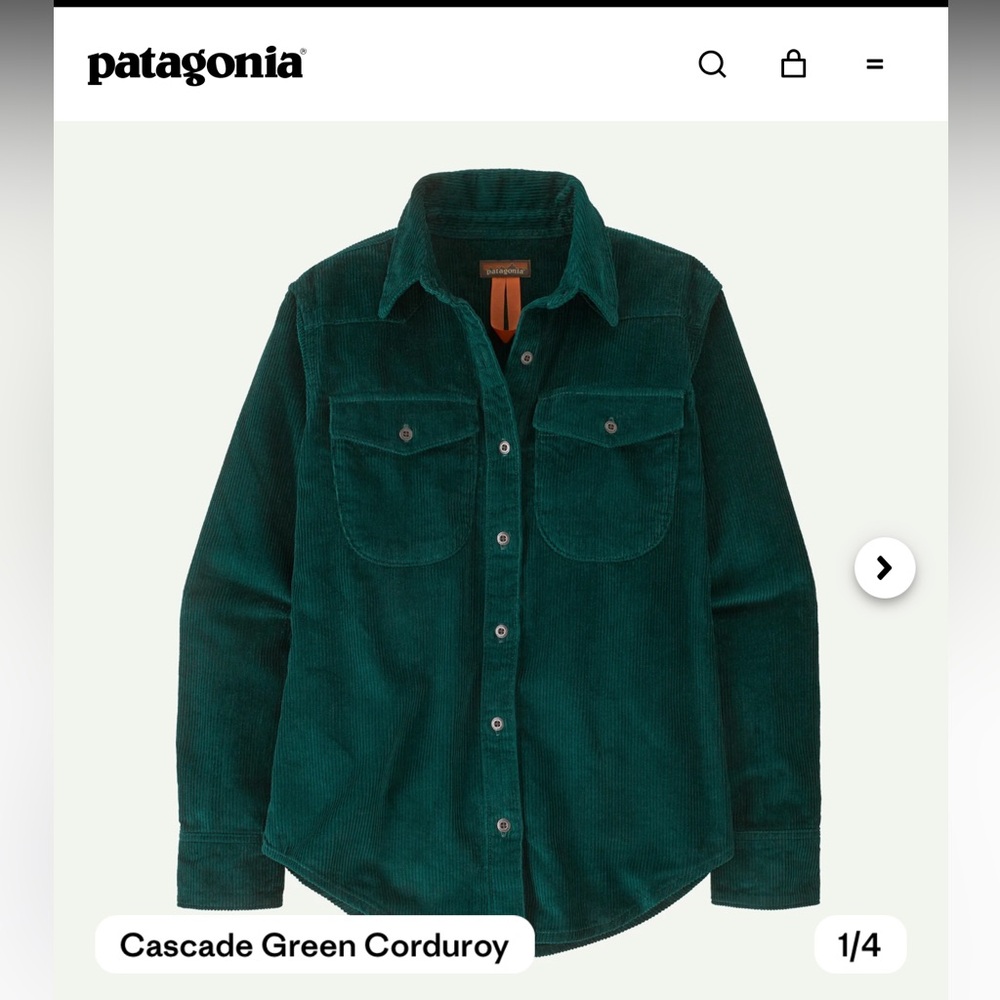 NEW ITEM AND COLOR SOLD OUT!!! Patagonia Deep Green Corduroy Shirt